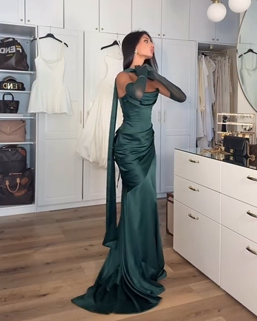 Sexy Tube Top Solid Color Slim Mop Evening Dress