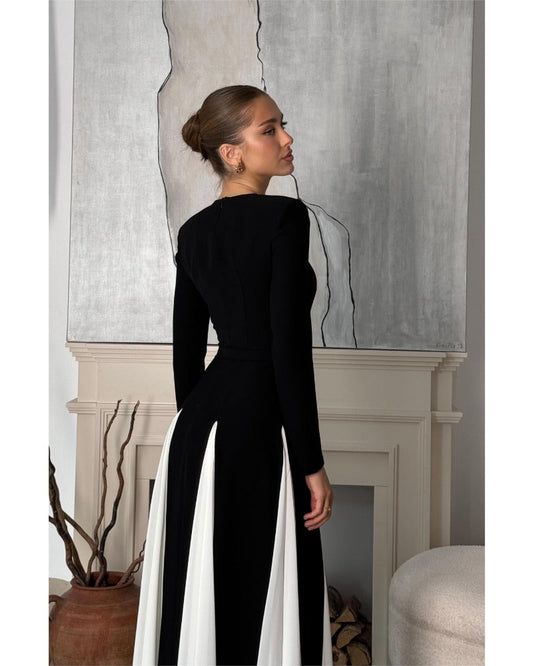 sexy black and white patchwork dress