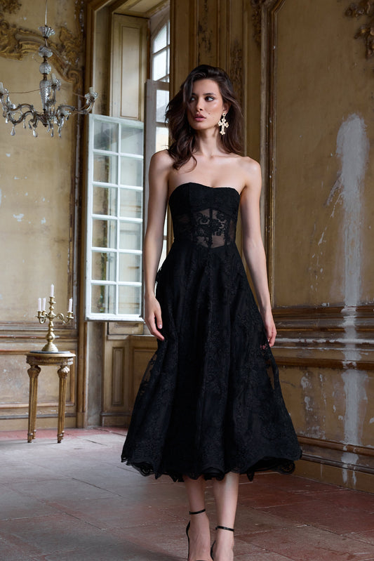 The Hazel Dress in Black Chantilly Lace