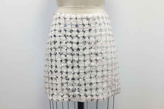 White sequin mini skirt product image