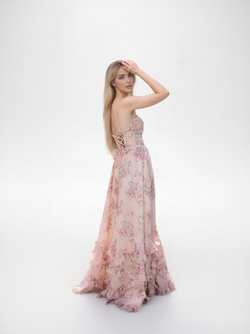 The Scarlette Dress in Peach Tapestry ll