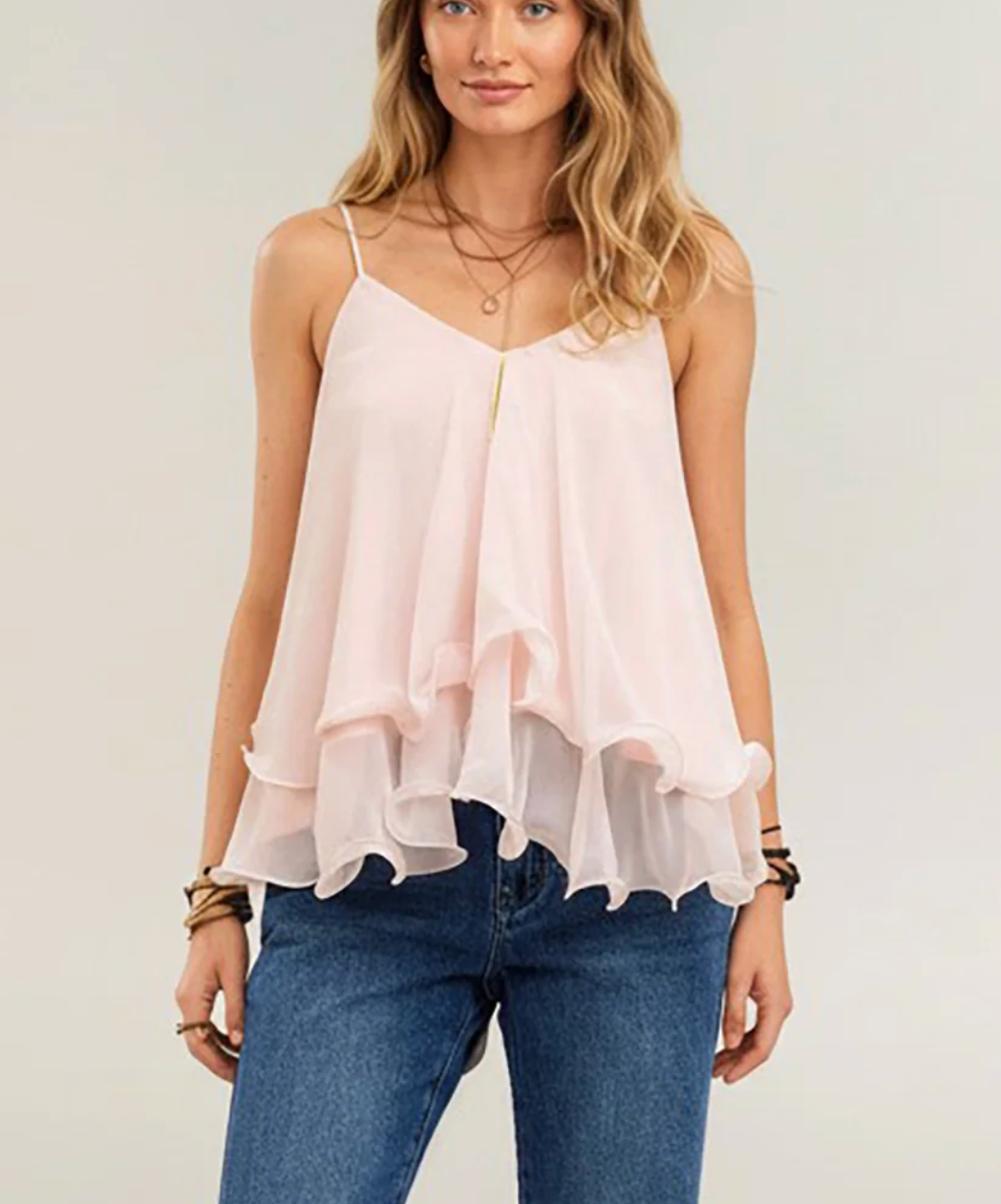 Pink Ruffle Cami Top