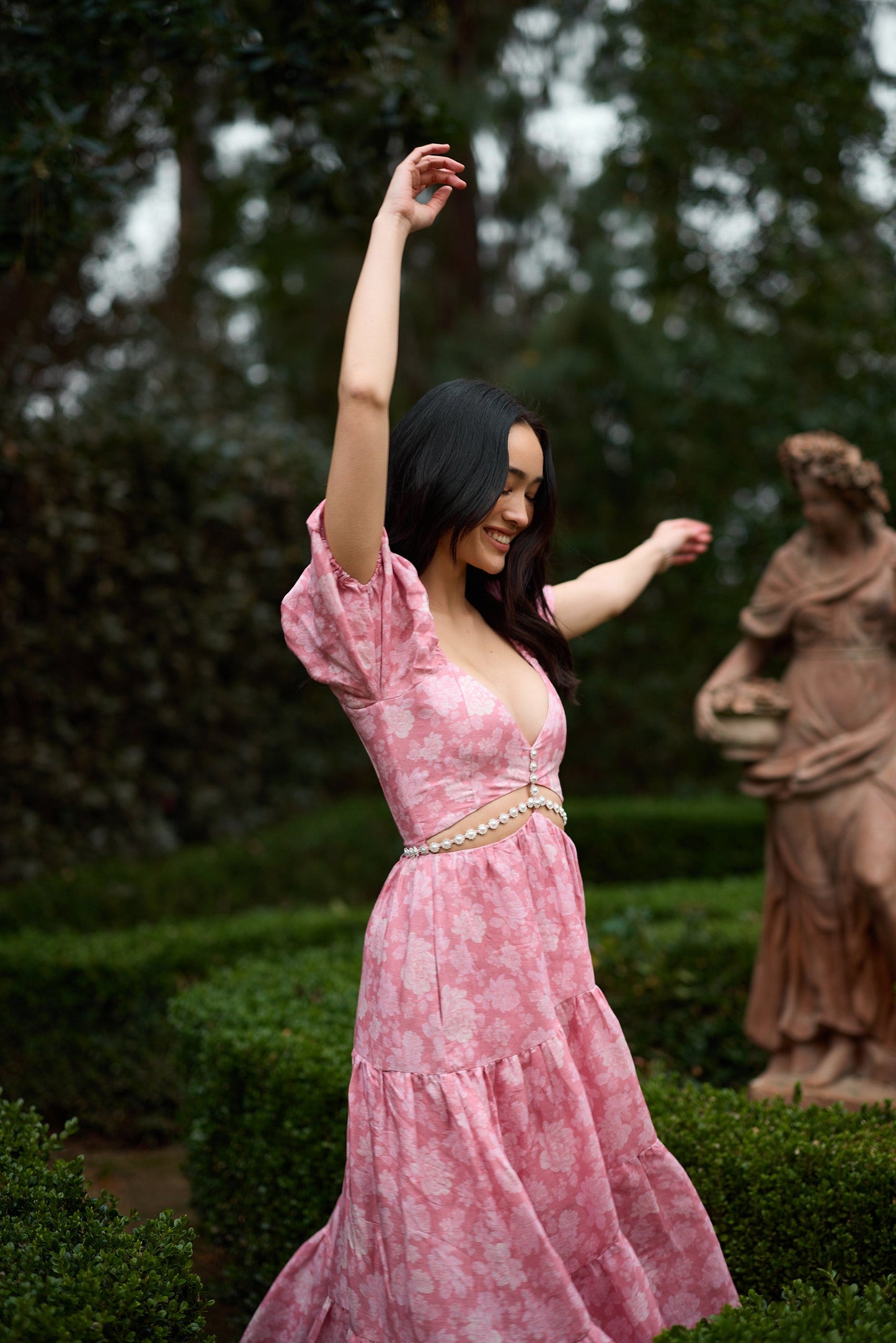 The Emma Dress in Pink Peony Print