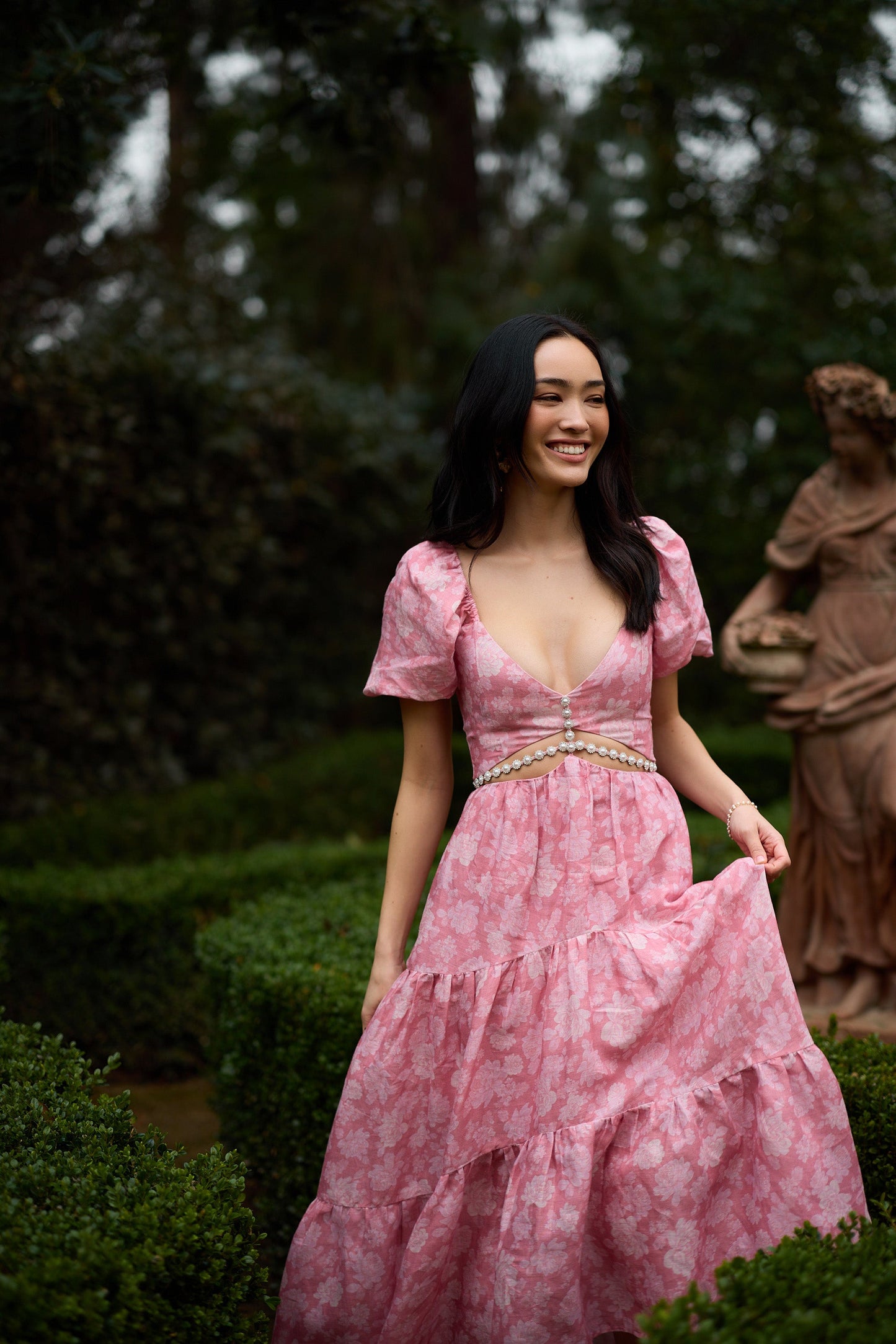 The Emma Dress in Pink Peony Print