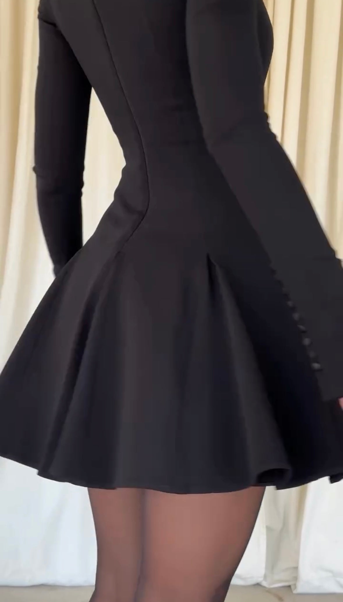 Solid Color Slim Fit Slimming Long Sleeves Mini Dress