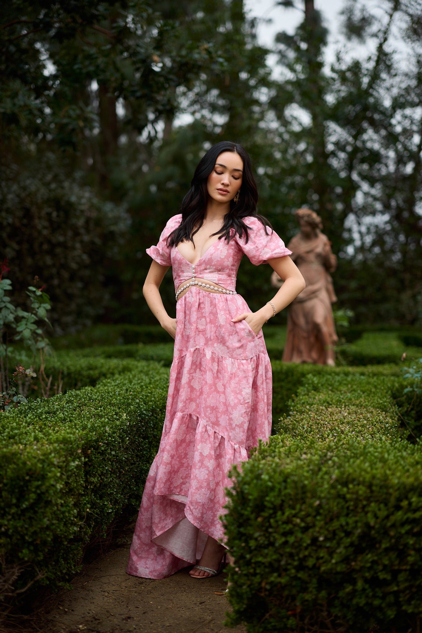 The Emma Dress in Pink Peony Print