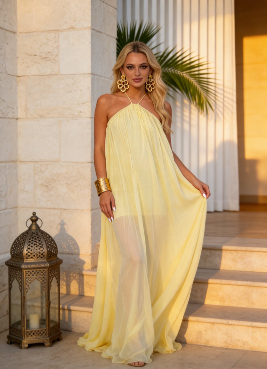 Flowy A-Line Beach Vacation Gown