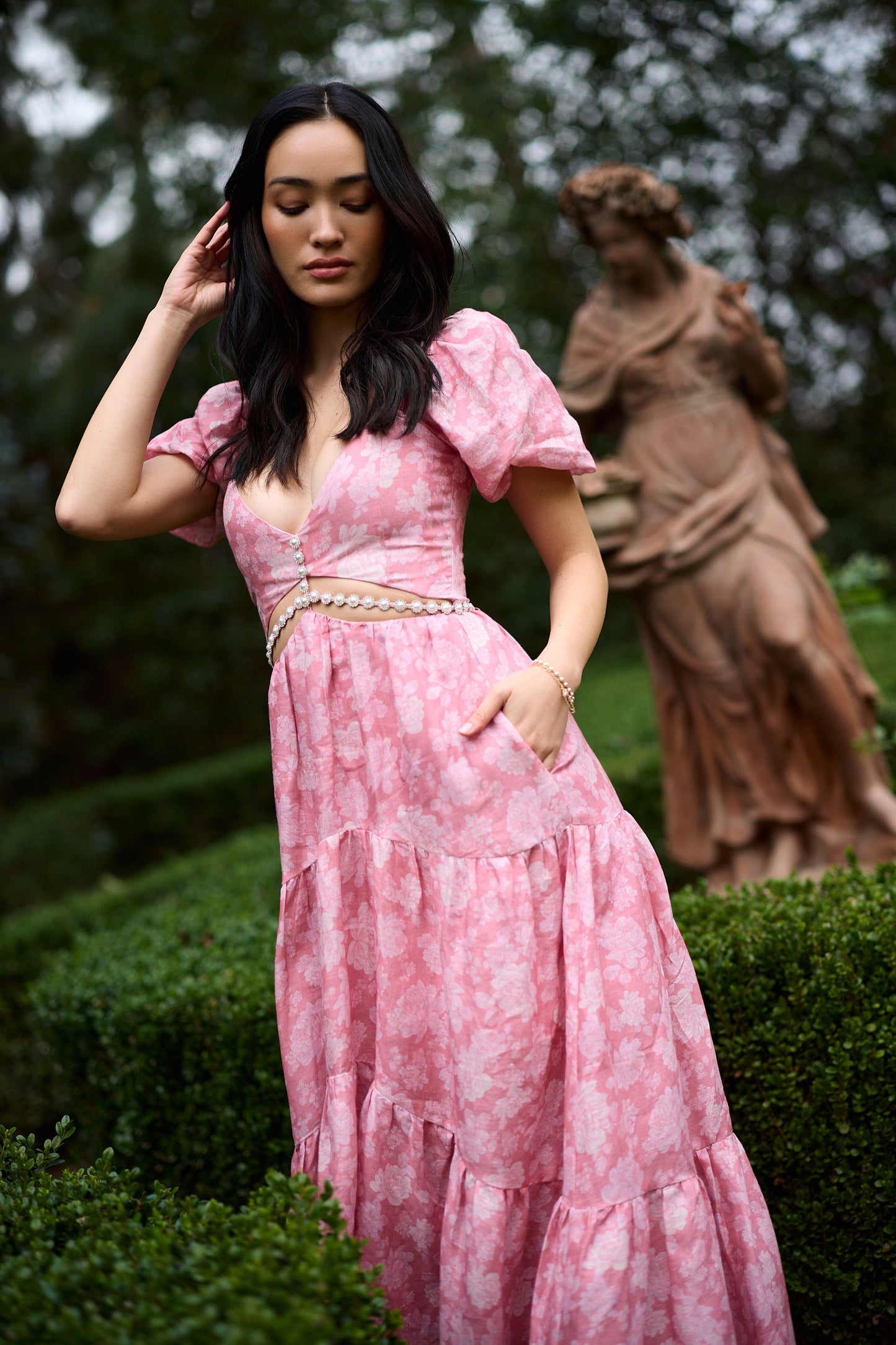 The Emma Dress in Pink Peony Print