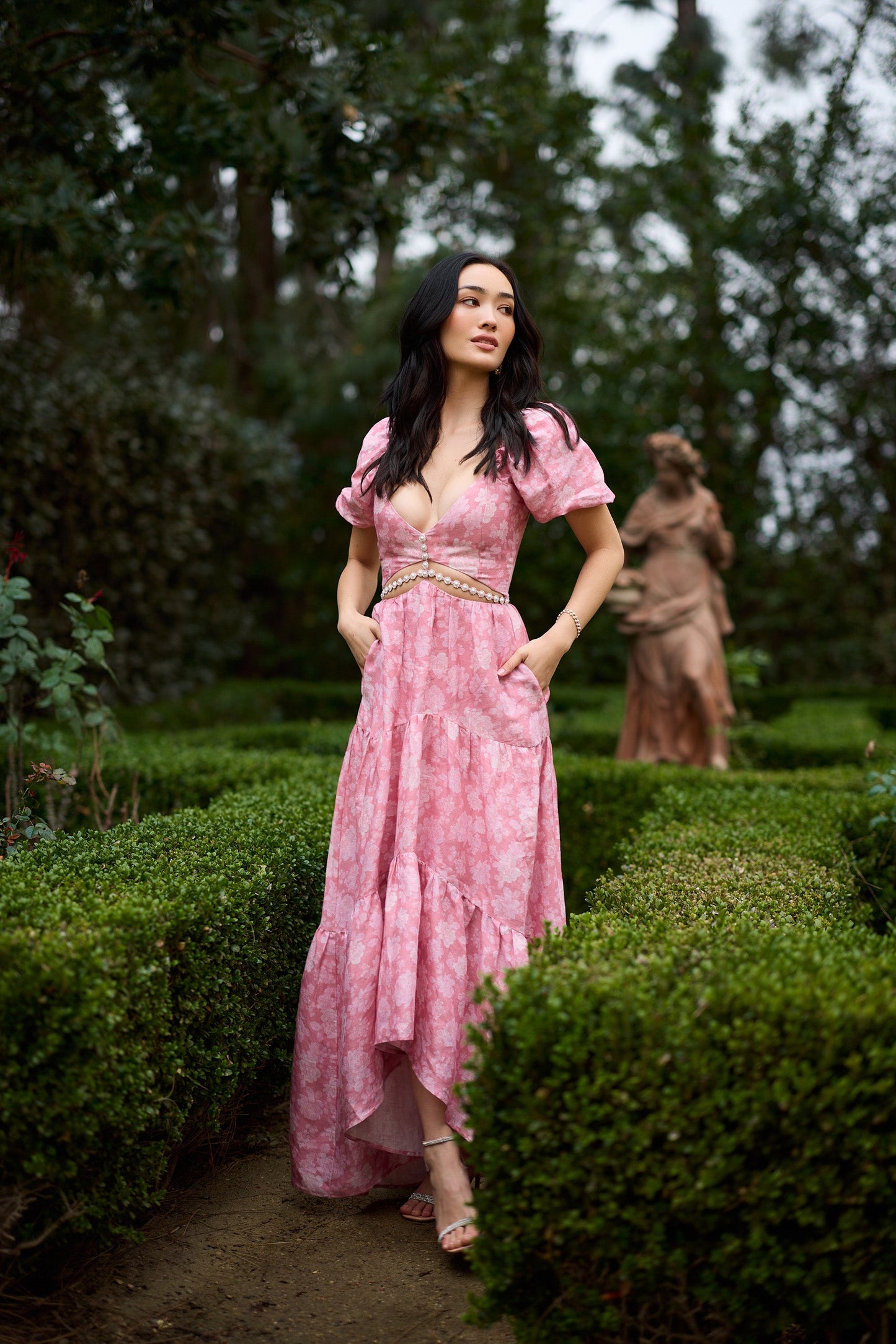 The Emma Dress in Pink Peony Print